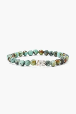 Chan Luu Bracelets^African Turquoise And Etched Silver Stretch Bracelet