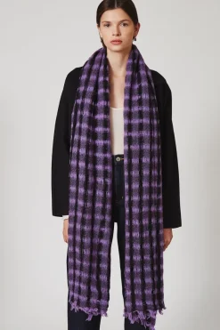 Chan Luu Scarves^Amethyst Checkered Wool Scarf