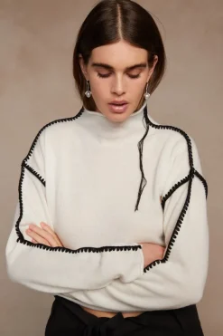 Chan Luu Knitwear^Annie Cashmere Cropped Sweater Cream