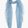 Chan Luu Scarves^Baby Blue Dahlia Floral Cashmere And Silk Scarf