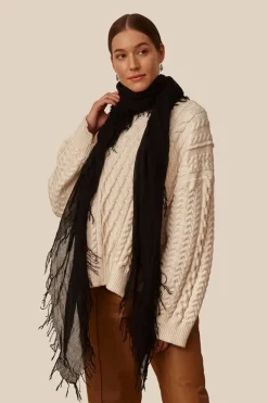 Chan Luu Scarves^Black Cashmere And Silk Scarf