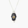 Chan Luu Necklaces^Black Hamsa Hand With Diamond Silver Necklace