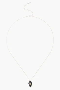 Chan Luu Necklaces^Black Hamsa Hand With Diamond Silver Necklace