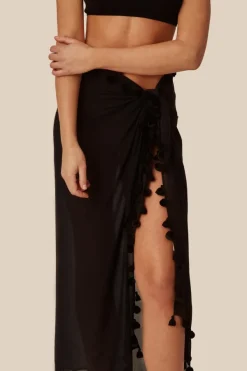 Chan Luu Bottoms^Black Tassle Sarong