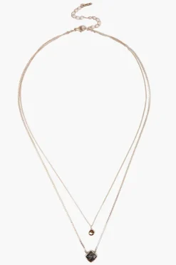 Chan Luu Necklaces^Black Tourmalated Quartz And Pyrite Duo Silver Cliff Necklace