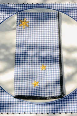 Chan Luu Napkins^Blue Gingham Embroidered Napkin Set