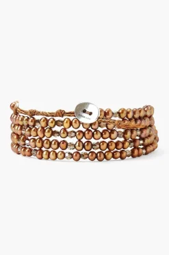 Chan Luu Bracelets^Bronze Pearl And Crystal Naked Wrap Bracelet