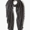 Chan Luu Scarves^Charcoal Windowpane Cashmere Scarf