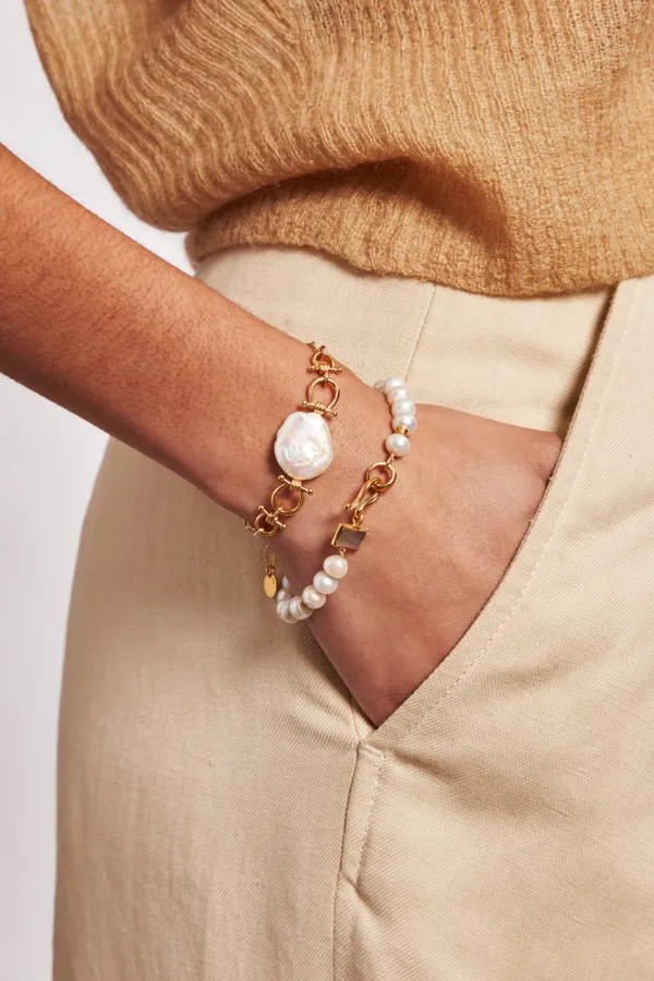 Chan Luu Bracelets^Cheval Bracelet Gold White Pearl