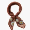 Chan Luu Bandanas^Cognac Embroidered Floral Bandana
