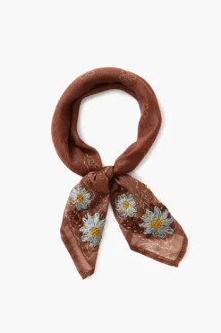 Chan Luu Bandanas^Cognac Embroidered Floral Bandana