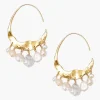 Chan Luu Earrings^Crescent White Pearl And Gold Hoop Earrings