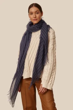 Chan Luu Scarves^Crown Blue Linea Cashmere And Silk Scarf