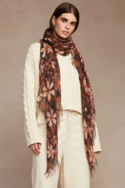 Chan Luu Scarves^Dark Sapphire Meadow Floral Cashmere And Silk Scarf