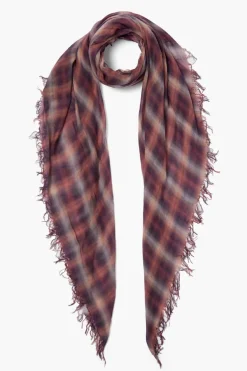 Chan Luu Scarves^Dark Sapphire Plaid Cashmere And Silk Scarf