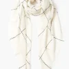 Chan Luu Scarves^Eggshell Windowpane Cashmere Scarf