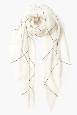 Chan Luu Scarves^Eggshell Windowpane Cashmere Scarf