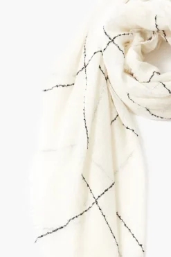 Chan Luu Scarves^Eggshell Windowpane Cashmere Scarf
