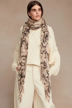 Chan Luu Scarves^Egret Painterly Floral Cashmere And Silk Scarf
