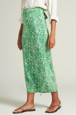 Chan Luu Bottoms^Eloise Floral Wrap Skirt Verdant Green