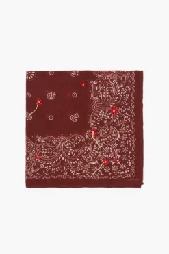 Chan Luu Bandanas^Embroidered Paisley Floral Bandana Fired Brick