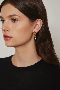 Chan Luu Earrings^Emerald And Gold Masquerade Earrings