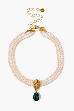 Chan Luu Necklaces^Emerald And Pearl Masquerade Choker