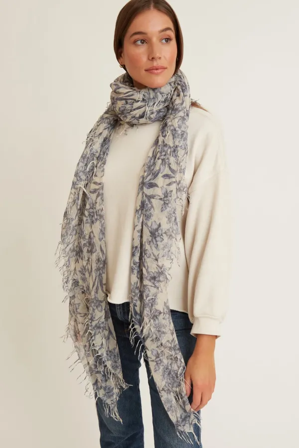 Chan Luu Scarves^Estate Blue Vintage Floral Cashmere And Silk Scarf