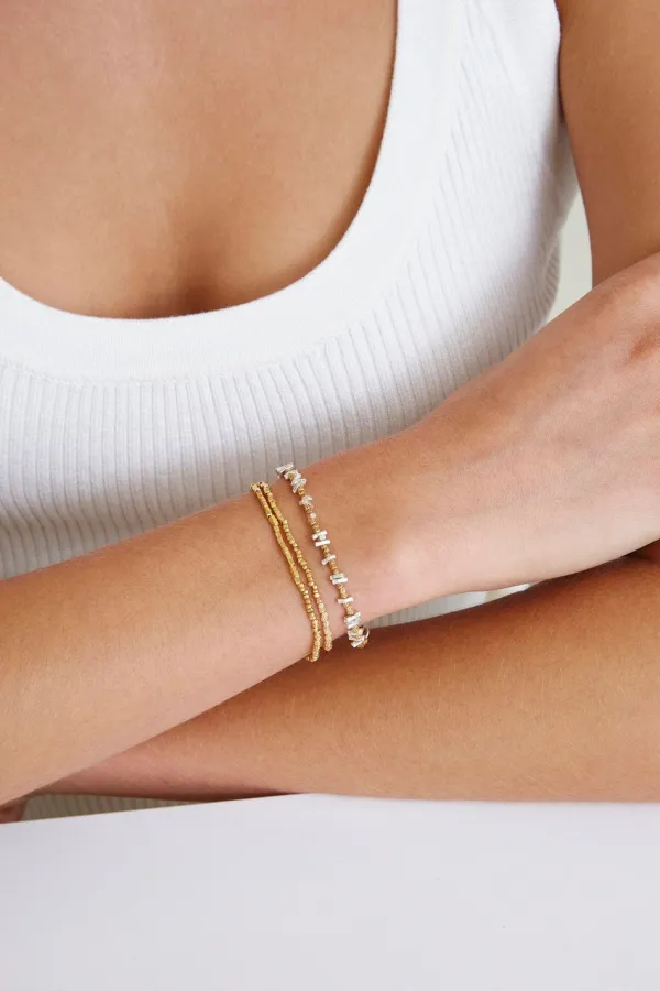 Chan Luu Bracelets^Etched Silver And Gold Nugget Bracelet