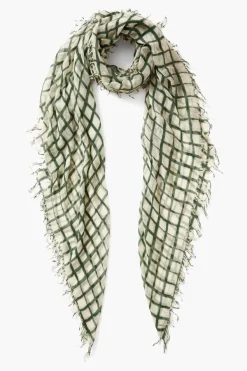 Chan Luu Scarves^Evergreen Windowpane Cashmere And Silk Scarf