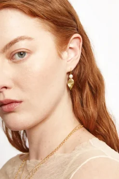 Chan Luu Earrings^Falling Leaf Drop Earrings White Pearl