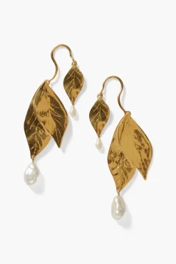 Chan Luu Earrings^Falling Leaf Earrings White Pearl