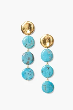 Chan Luu Earrings^Four Tiered Coin Earrings Turquoise