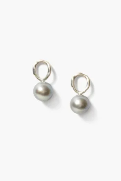 Chan Luu Earrings^Globe Stud Earrings Grey Pearl