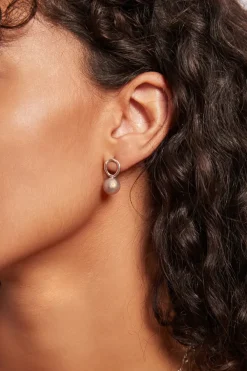 Chan Luu Earrings^Globe Stud Earrings Grey Pearl