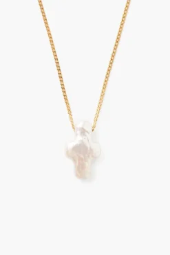 Chan Luu Necklaces^Gold & Pearl Playa Cross Necklace