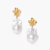 Chan Luu Earrings^Gold Hibiscus Pearl Drop Earrings