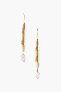 Chan Luu Earrings^Gold Wave Pearl Drop Earrings