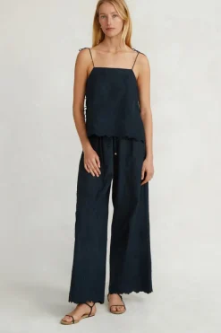 Chan Luu Tops^Grace Embroidered Top Navy