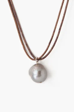 Chan Luu Necklaces^Grey Baroque Pearl On Leather Cord Necklace