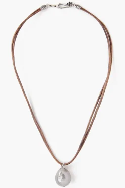 Chan Luu Necklaces^Grey Baroque Pearl On Leather Cord Necklace