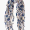 Chan Luu Scarves^Indigo Blue French Floral Cashmere And Silk Scarf