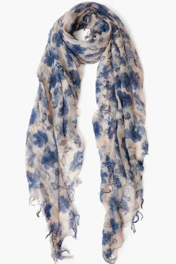 Chan Luu Scarves^Indigo Blue French Floral Cashmere And Silk Scarf