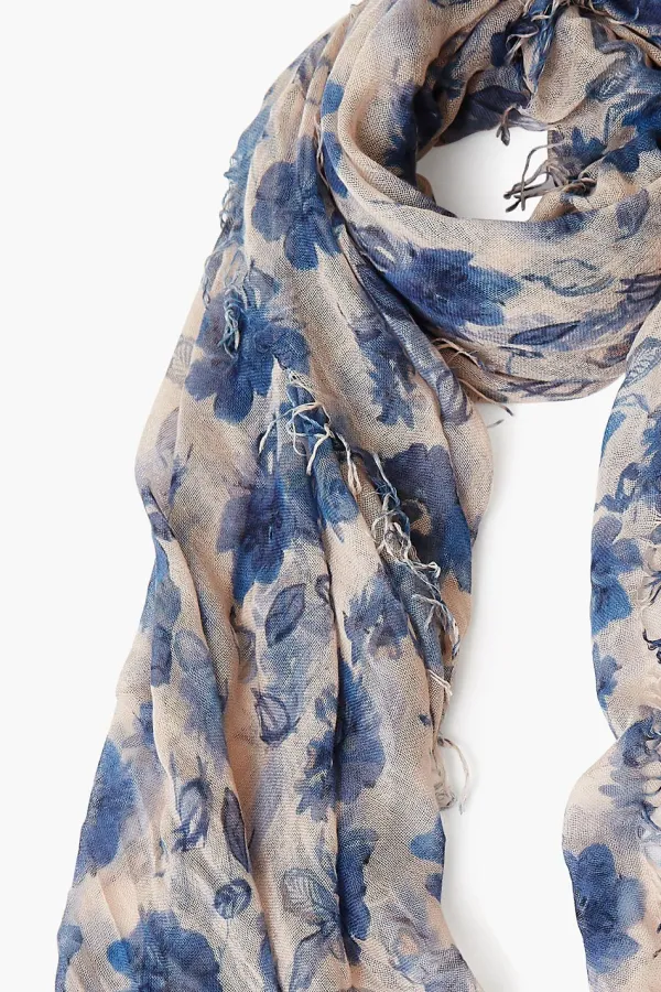 Chan Luu Scarves^Indigo Blue French Floral Cashmere And Silk Scarf
