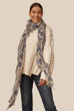Chan Luu Scarves^Indigo Blue French Floral Cashmere And Silk Scarf