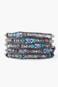 Chan Luu Bracelets^Iolite Mix Wrap Bracelet On Gunmetal Leather