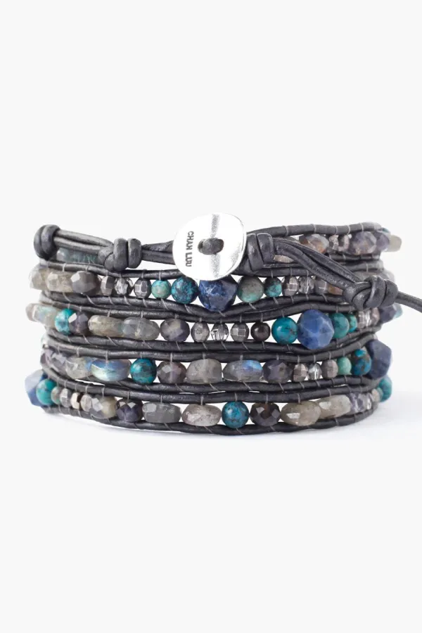 Chan Luu Bracelets^Iolite Mix Wrap Bracelet On Gunmetal Leather