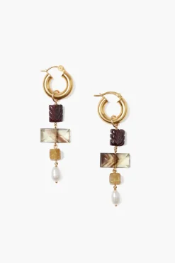 Chan Luu Earrings^Jolie Hoop Earrings Smoky Quartz Mix