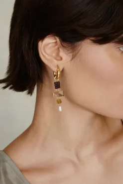 Chan Luu Earrings^Jolie Hoop Earrings Smoky Quartz Mix