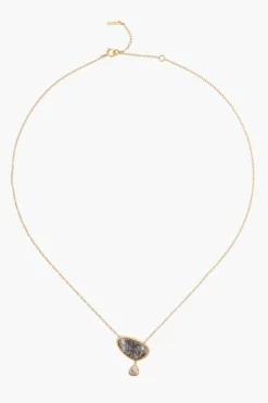 Chan Luu Necklaces^14K Black Tourmalated Quartz Diamond Drop Gold Cliff Necklace
